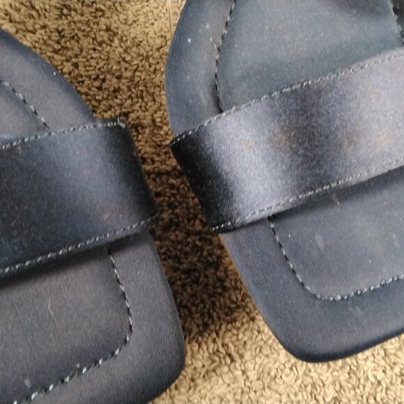 Anne Klein iFlex Josie Heeled Sandals Womens 5.5 M Navy Blue Satin Rhinestone - Picture 2 of 13